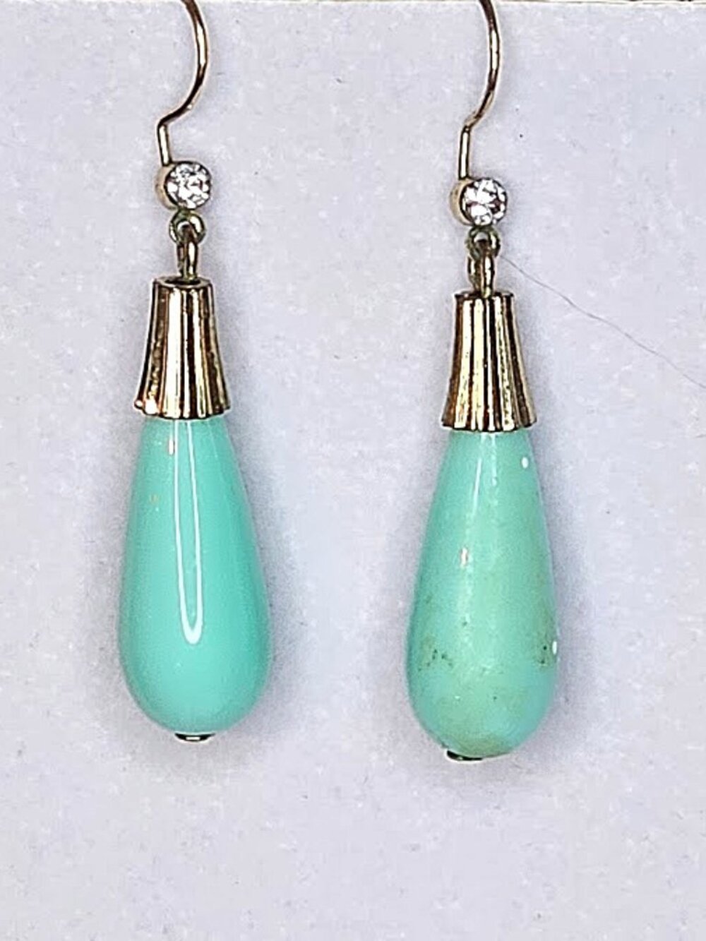 Vintage-Style Turquoise Blue Teardrop Dangle Earrings